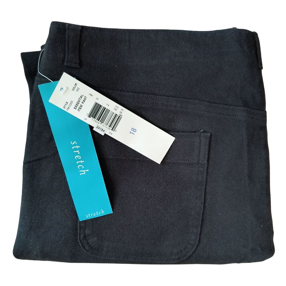 First Issue Liz Claiborne Jeans Women 18 Black Tapered Leg Stretch Denim 36x29 - Picture 4 of 7